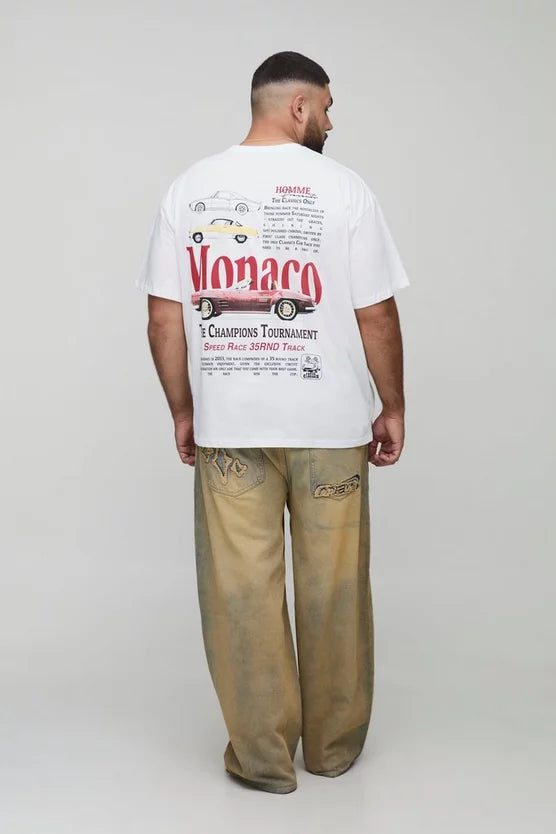 Plus Oversized Monaco Car Graphic T-Shirt