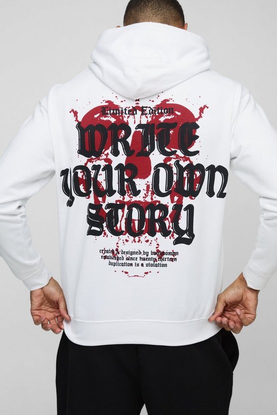 Regular Fit Write Your Own Story Heart Graphic Hoodie