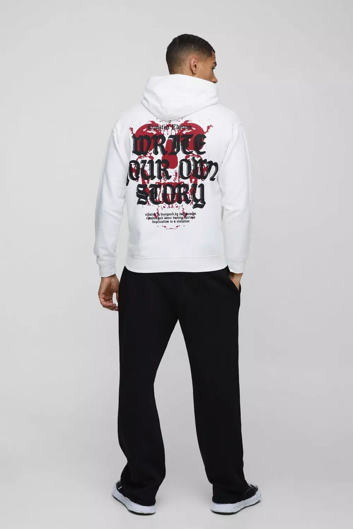 Regular Fit Write Your Own Story Heart Graphic Hoodie