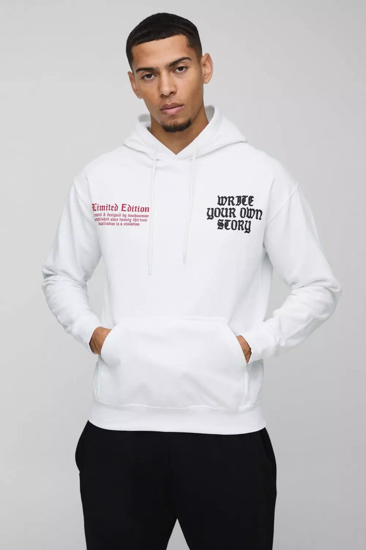 Regular Fit Write Your Own Story Heart Graphic Hoodie