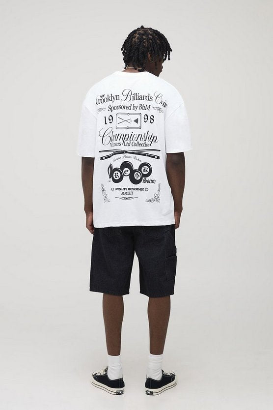 Tall Oversized Brooklyn Billiards Club Print T-Shirt