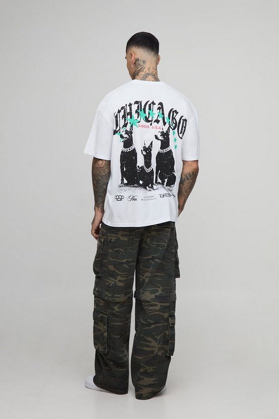 Tall Oversized Chicago Doberman Print T-Shirt