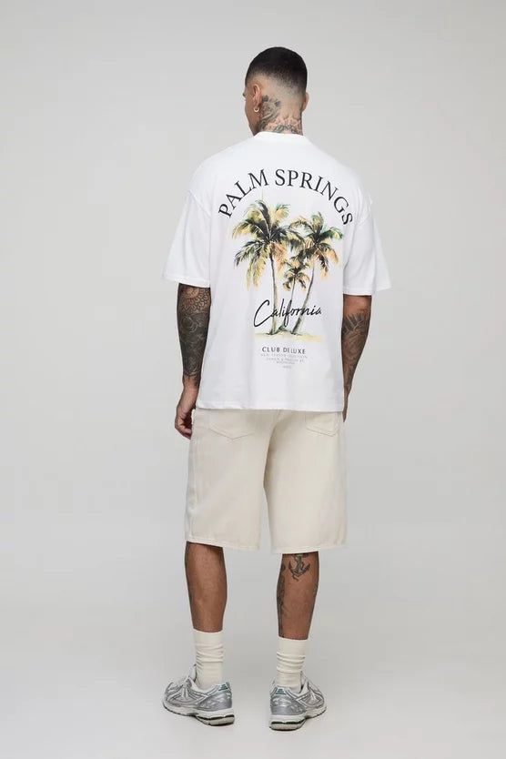 Tall Oversized Palm Springs California Printed T-Shirt